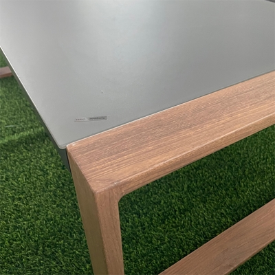 Gekleurde tuinmeubelen Aluminium Rattan Sofa Set voor luxe hoek Teapoy Tafel