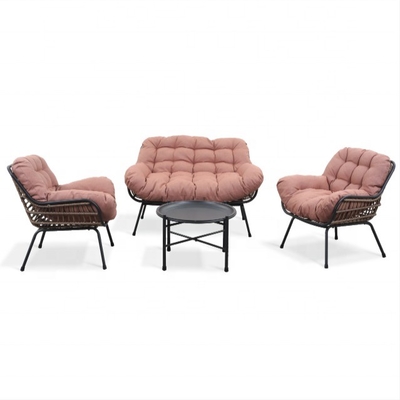 Outdoor tuinmeubilair Aluminium Rattan Sofa Set met luxe tafel en teapot Kopers