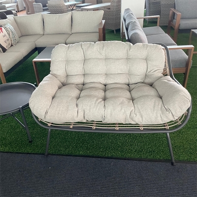 Outdoor tuinmeubilair Aluminium Rattan Sofa Set met luxe tafel en teapot Kopers