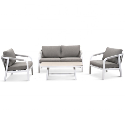 Tuinmeubilair Aluminium Buiten Bistro Rattan Sofa Set voor Luxe Teapoy Diner