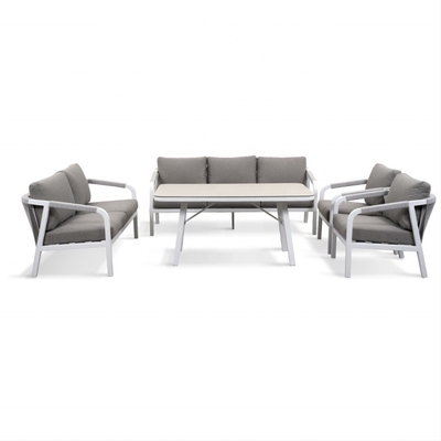 Tuinmeubilair Aluminium Buiten Bistro Rattan Sofa Set voor Luxe Teapoy Diner