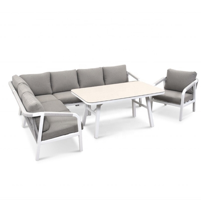 Tuinmeubilair Aluminium Buiten Bistro Rattan Sofa Set voor Luxe Teapoy Diner