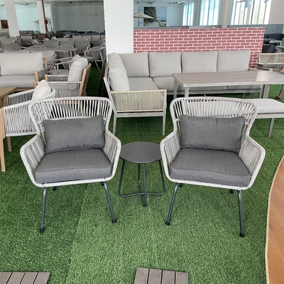 Outdoor tuinmeubilair set Aluminium rattan sofa met theetafel en bistro stoelen
