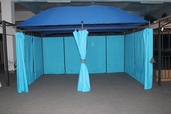 Blauwe grote luifel ontwerp meubels metalen paneel top Gazebo voor 3 * 4M buitenmeubelen