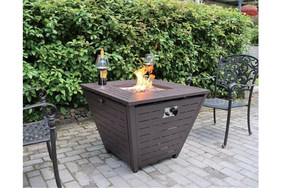Buitentuin Corten Steel BBQ Grill met rechthoekige bolvormige rookloze gasvuurput