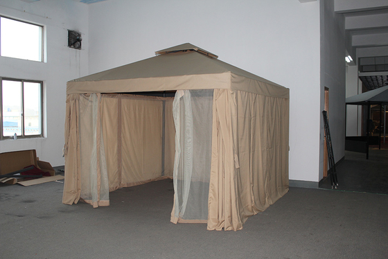 ECO-VRIENDLIK HOF ALUMINIUM-STAAL Gazebo tent met dubbel dak en muggennet