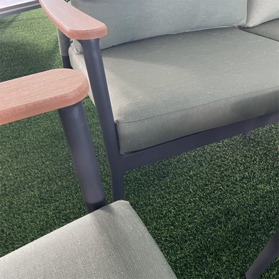 Custom Colored Aluminium Rattan Sofa Set Luxe Tafel Bistro Set voor Gargen Meubels