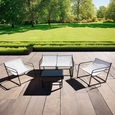 Buiten tuinmeubilair Sofa Set met stof Dubbele eenzitter stoel Koffietafel