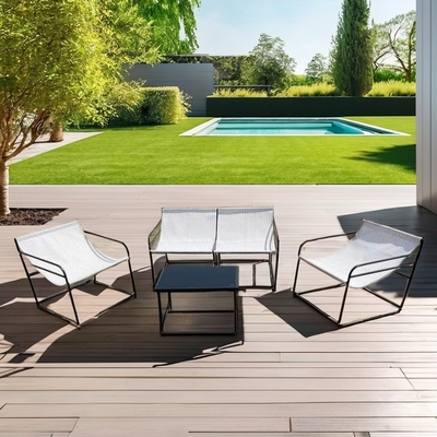 Buiten tuinmeubilair Sofa Set met stof Dubbele eenzitter stoel Koffietafel