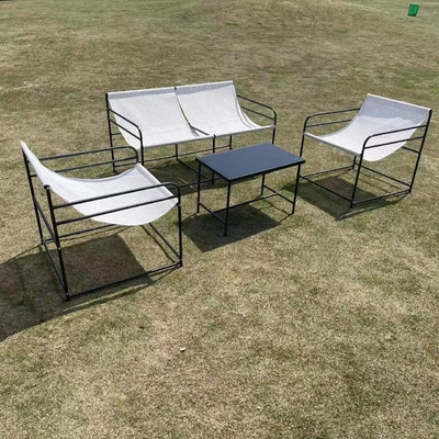 Buiten tuinmeubilair Sofa Set met stof Dubbele eenzitter stoel Koffietafel
