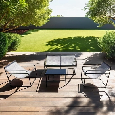Buiten tuinmeubilair Sofa Set met stof Dubbele eenzitter stoel Koffietafel