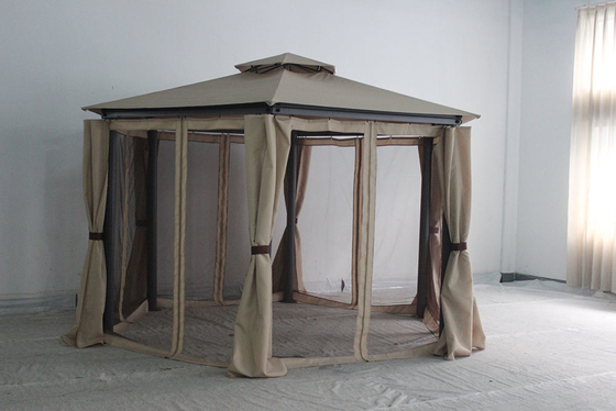 Gazebo uit polyester met muskietnet en zijkanten gordijnen Verbeter uw buitenwoning