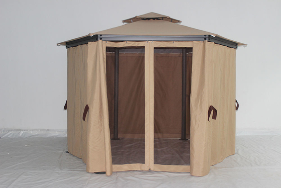 Opvouwbaar raam Buiten Hexagonale Gazebo met netten en privacy gordijnen Gemakkelijke montage