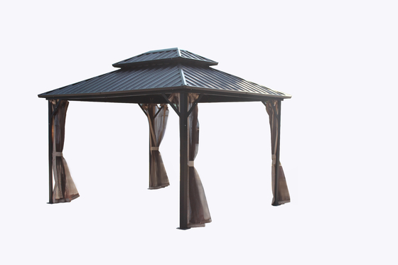 Buitengarden 3X3.65X2.85M Metalen Gazebo met muggennet en polyesterstof