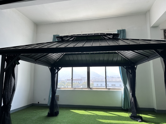 Buitengarden 3X3.65X2.85M Metalen Gazebo met muggennet en polyesterstof