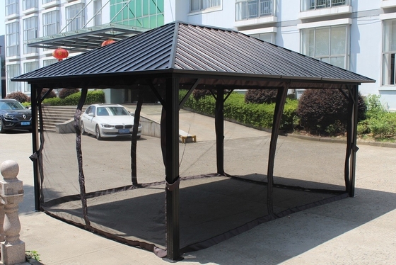 Buitentuinvoorzieningen Pergola 4,85x3,65x2,75m gegalvaniseerd staal met stoffen