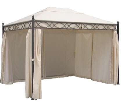 Zonnebescherming Tuin Staal Metalen Pergola Brug met Polyester Gordijn Gazebo Functie