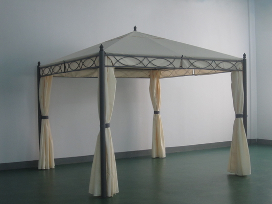 Zonnebescherming Tuin Staal Metalen Pergola Brug met Polyester Gordijn Gazebo Functie