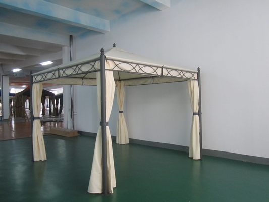 Zonnebescherming Tuin Staal Metalen Pergola Brug met Polyester Gordijn Gazebo Functie