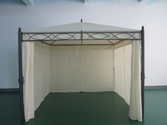 Zonnebescherming Tuin Staal Metalen Pergola Brug met Polyester Gordijn Gazebo Functie