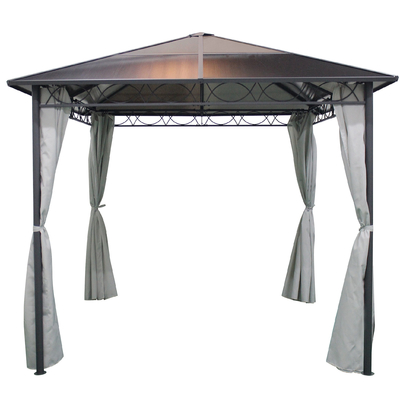 Tuin/buiten half ijzeren en half al PC Gazebo met balkenstructuur