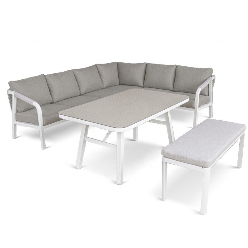 Tuinmeubilair Aluminium Buiten Bistro Rattan Sofa Set voor Luxe Teapoy Diner