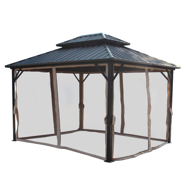 Buitengarden 3X3.65X2.85M Metalen Gazebo met muggennet en polyesterstof