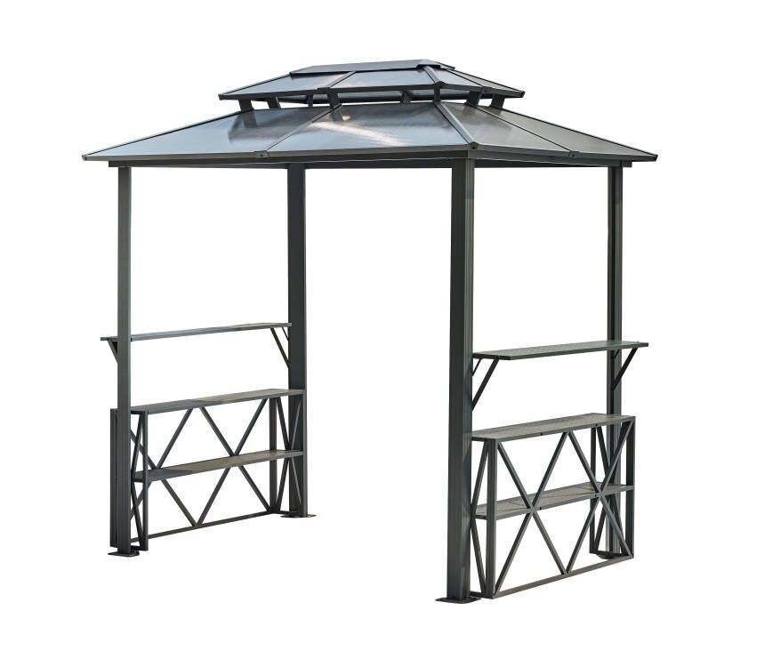 Gazebo met dubbele bovenkant van polycarbonaat 2.35X1.7X2.45M voor buitenbrug pergolas